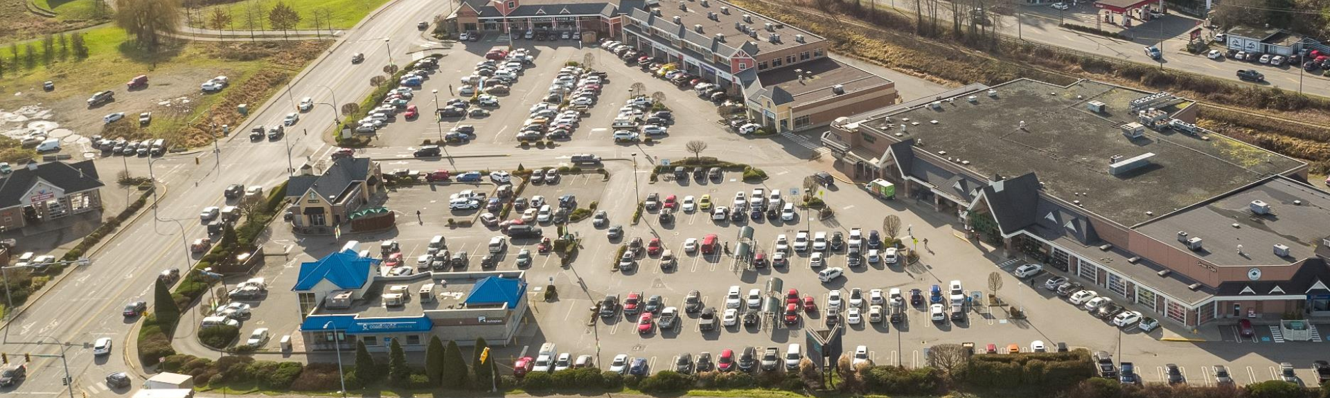 Aerial Image of Beverly Corners, retail plaza in Duncan British Columbia
