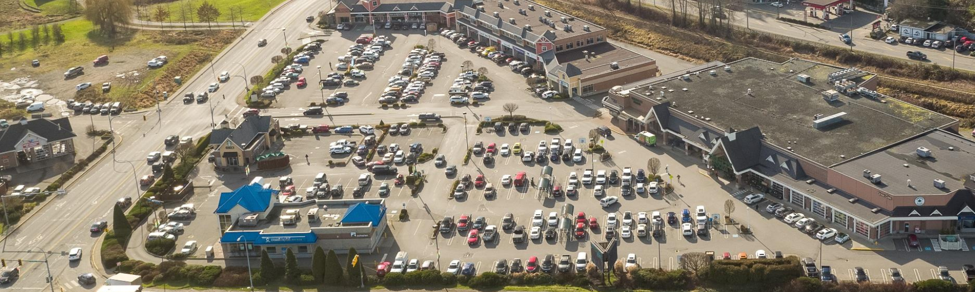 Aerial Image of Beverly Corners, retail plaza in Duncan BC