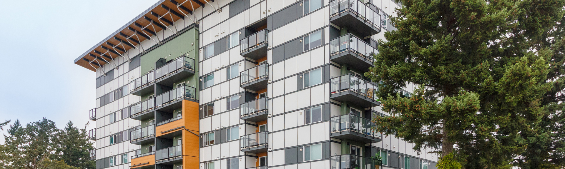 Exterior of apartment property at 728 Meaford Avenue in Langford, BC