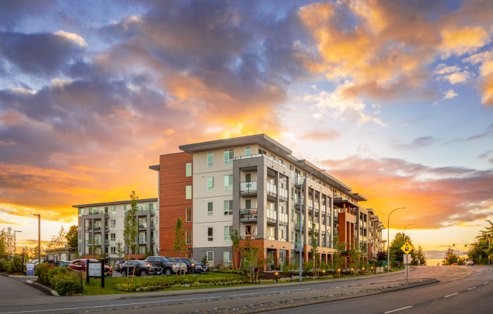 Uplands Terrace building with a gorgeous sunset backdrop